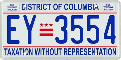 DC license plate EY3554