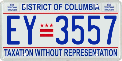 DC license plate EY3557