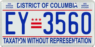 DC license plate EY3560