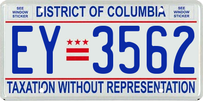 DC license plate EY3562