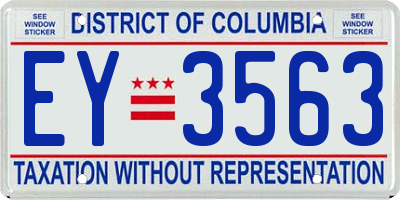 DC license plate EY3563