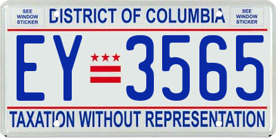 DC license plate EY3565