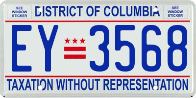 DC license plate EY3568