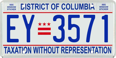 DC license plate EY3571