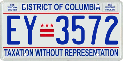 DC license plate EY3572