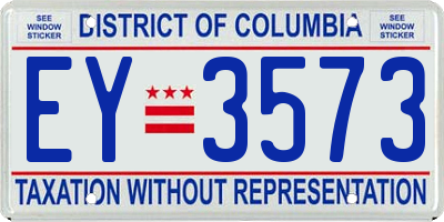 DC license plate EY3573