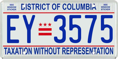 DC license plate EY3575