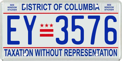 DC license plate EY3576