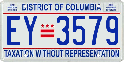 DC license plate EY3579