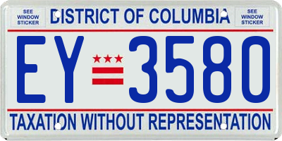 DC license plate EY3580