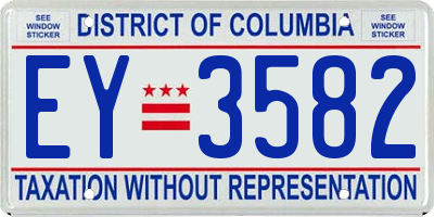 DC license plate EY3582