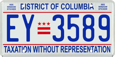 DC license plate EY3589
