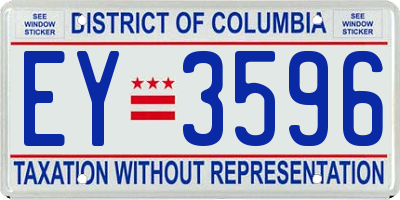 DC license plate EY3596