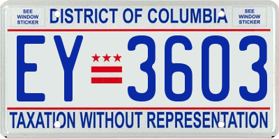 DC license plate EY3603