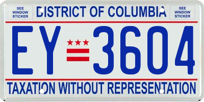 DC license plate EY3604