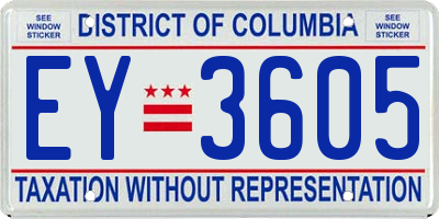 DC license plate EY3605