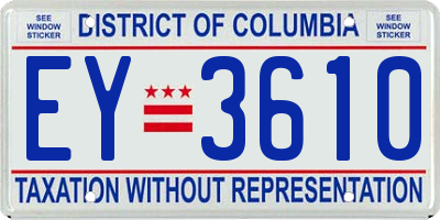 DC license plate EY3610