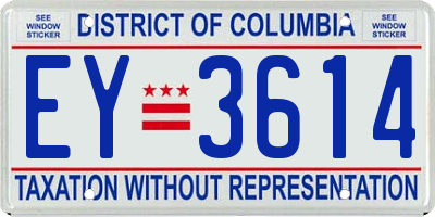 DC license plate EY3614
