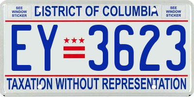 DC license plate EY3623
