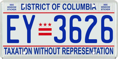 DC license plate EY3626