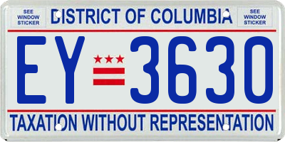 DC license plate EY3630