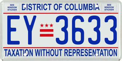 DC license plate EY3633