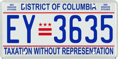 DC license plate EY3635