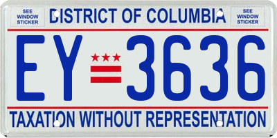 DC license plate EY3636