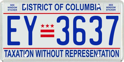 DC license plate EY3637
