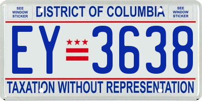 DC license plate EY3638