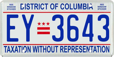 DC license plate EY3643