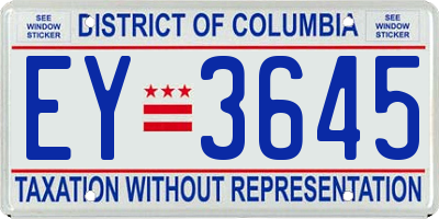 DC license plate EY3645