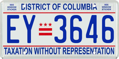 DC license plate EY3646