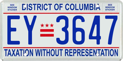 DC license plate EY3647