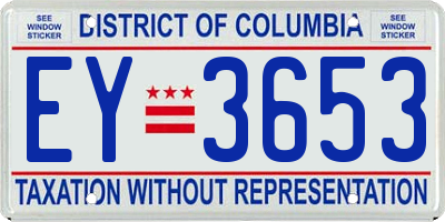 DC license plate EY3653
