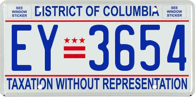 DC license plate EY3654