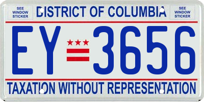DC license plate EY3656