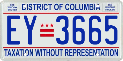 DC license plate EY3665