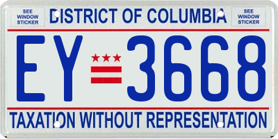 DC license plate EY3668