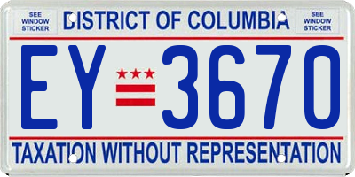 DC license plate EY3670