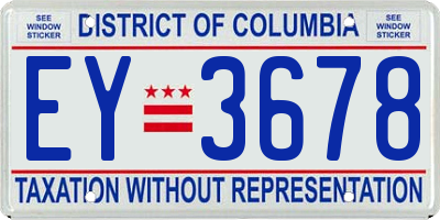 DC license plate EY3678