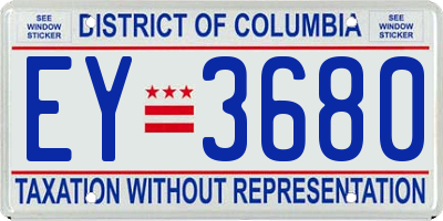 DC license plate EY3680