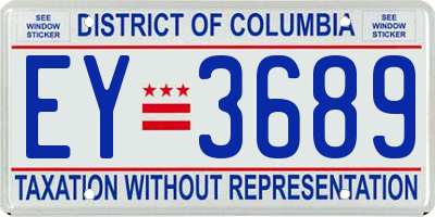 DC license plate EY3689
