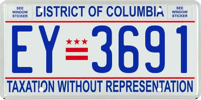 DC license plate EY3691
