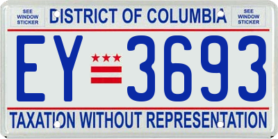 DC license plate EY3693