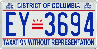 DC license plate EY3694