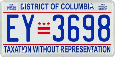 DC license plate EY3698