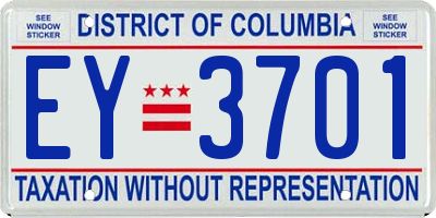 DC license plate EY3701