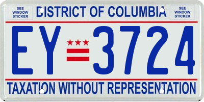 DC license plate EY3724