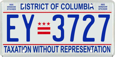 DC license plate EY3727
